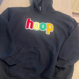 Stylish Black Hoodie with Multicolor 'hoop' Design